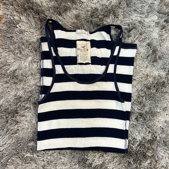 Hollister Navy and White Stripe Tank Top - Picture 2 of 7
